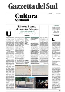 Gazzetta del Sud 9 Agosto 2025 Festa della Poesia L Calogero