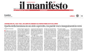il Manifesto 25 10 2025 recensione Lorenzo Calogero edizione Lyriks