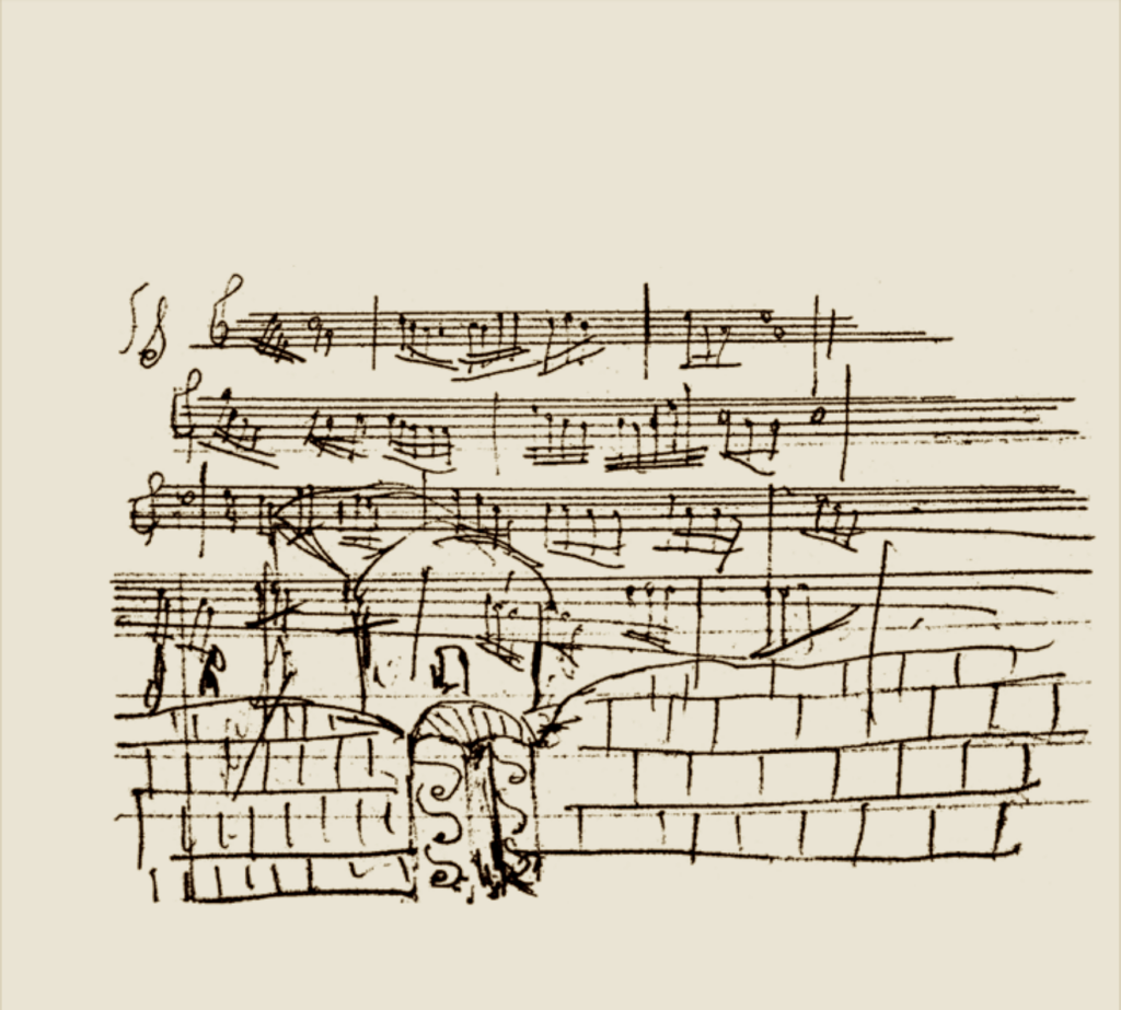 Abbozzo partitura musicale dai quaderni inediti di Lorenzo Calogero