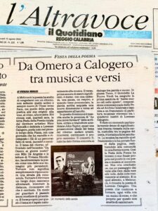 Il Quotidiano del Sud Festa della Poesia Lorenzo Calogero 13 08 2026